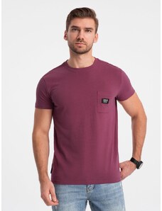 Ombre Clothing Trendy tričko s ozdobným vreckom tmavo ružové V5 TSCT-0109