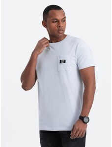 Ombre Clothing Trendy tričko s ozdobným vreckom svetlo modré V9 TSCT-0109