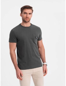 Ombre Clothing Trendy tričko s ozdobným vreckom grafitové V11 TSCT-0109