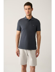 Avva Pánske antracitové tričko 100% bavlna Cool Regular Fit Polo Golier