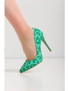 en7 Zelené dámske klasické topánky na podpätku 1117