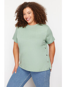 Trendyol Curve Tričko nadmernej veľkosti - Zelená - Priateľ