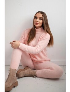 FASARDI Set of sweater and leggings with alpaca turtleneck, powder pink