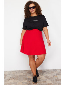 Trendyol Curve Červená pletená sukňa s elastickým pásom