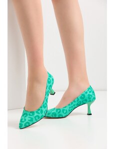 en7 Zelené dámske klasické topánky na podpätku 5 cm Cv100