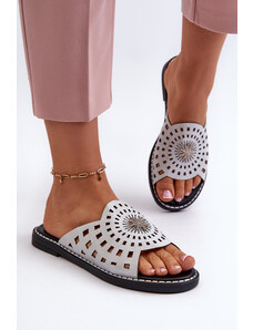 Kesi Shiny women's flat slippers with silver embellishment Ebirena