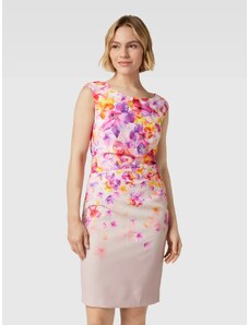 venusamoda Kvetované šaty s riasením na páse ružové