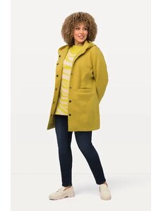 venusamoda Prechodný kabát s kapucňou a vreckami žltý
