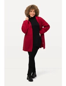 venusamoda Prechodný kabát s kapucňou a vreckami červený