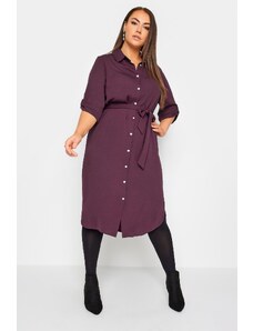venusamoda Košeľové šaty s opaskom fialové