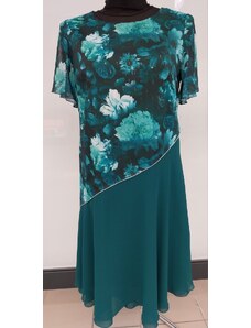 venusamoda Šifónové šaty s asymetrickým pásom smaragdové