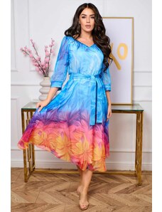 venusamoda Šifónové šaty s farebným gradientom