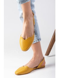 Mio Gusto Dámske balerínové topánky s otvorenou tupou špičkou Mayra Yellow Color