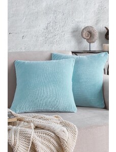 Znp Home Útulný | 2 kusy tyrkysová farba zamatová bavlnená obliečka na vankúš 44x44 cm
