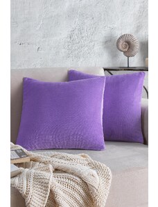 Znp Home Útulný | 2 kusy fialová farba zamatová obliečka na vankúš z bavlny 44x44 cm