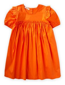 Cigit Robadan Ruffle Gathered Poplin Dress 2-7 Years Orange
