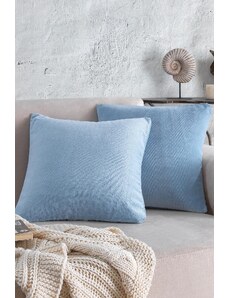 Znp Home Útulný | 2 kusy Modrá farba Obliečka na vankúš z bavlny 44x44 cm
