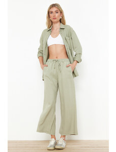 Trendyol Collection Mint 100% Tencel Culotte džínsy s vysokým pásom a elastickým pásom