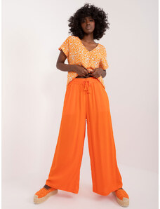 SUBLEVEL Oranžové viskózové voľné nohavice so sťahujúcou šnúrkou v páse