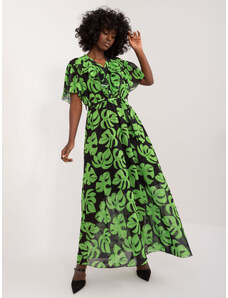 Čierno-zelené maxi šaty s potlačou ITALY MODA
