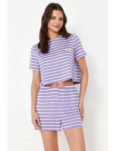 Trendyol Collection Súprava trička s fialovou dúhovou potlačou-Šortky Pletené pyžamá