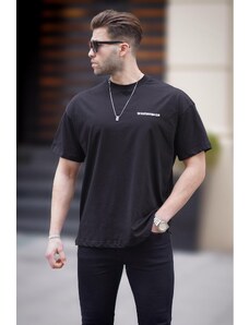 Madmext Čierne pánske tričko s oversize potlačou