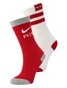 NIKE Športové ponožky 'Everyday Essentials' sivá melírovaná / ohnivo červená / prírodná biela