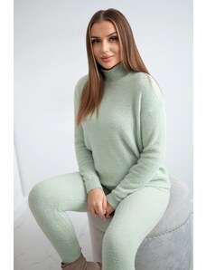 FASARDI Set of sweater and leggings with alpaca turtleneck, dark mint