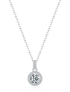 GRACE Silver Jewellery Stříbrný náhrdelník Galatea 1 ct MOISSANITE + CERTIFIKÁT