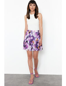 Trendyol Collection Fialová sukňa Mini sukňa s volánovou potlačou