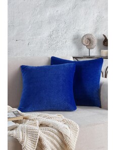 Znp Home Útulný | 2 kusy námornícka modrá farba zamatová bavlnená obliečka na vankúš 44x44 cm
