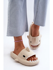 Kesi Women's lightweight foam slippers with shark motif, Beige Casila
