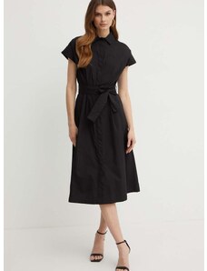 Bavlnené šaty Liu Jo čierna farba, midi, áčkový strih