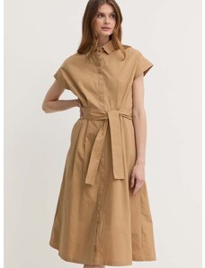 Bavlnené šaty Liu Jo béžová farba, midi, áčkový strih