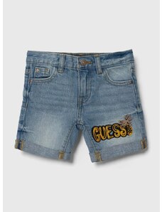 Detské rifľové krátke nohavice Guess nastaviteľný pás