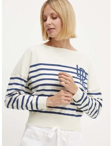 Bavlnený sveter Lauren Ralph Lauren béžová farba, tenký, 200932970