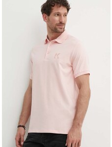 Polo tričko Karl Lagerfeld pánske, ružová farba, jednofarebné, 542221.745890
