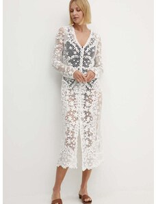 Bavlnené šaty Polo Ralph Lauren biela farba, maxi, rovný strih, 211935162