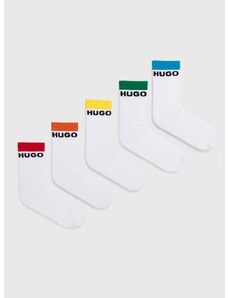 Ponožky HUGO 5-pak pánske, biela farba, 50514968