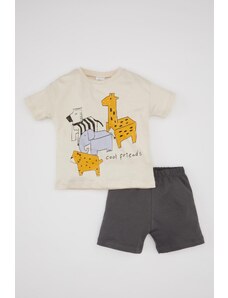 DeFacto Chlapček, tričko so zvieracím vzorom, krátky rukáv, 2-dielna súprava C0984a524sm