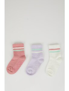 DeFacto Dievčatko bezšvové 3-dielne bavlnené dlhé ponožky C4303a5ns