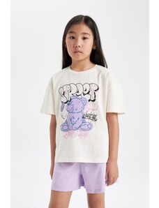 DeFacto Dievčenské pyžamové šortky s krátkym rukávom s potlačou