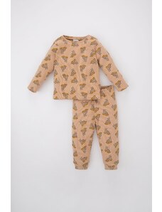 DeFacto Baby Boy Crew Deck vzorovaný rebrovaný košieľkový pyžamový set Z4274a223sp