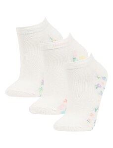 DeFacto Dámske 3-dielne bavlnené ponožky s kvetinovým vzorom B6022axns