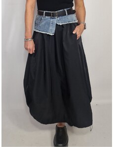 Voga Móda Čierna sukňa s džínsami ELSA