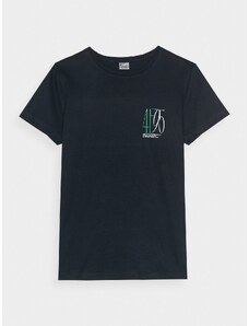 4F Dámske slim tričko s potlačou - tmavomodré