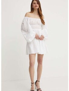 Bavlnené šaty Pinko biela farba, mini, áčkový strih, 103731 A1XP