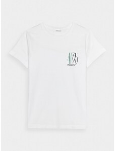 4F Dámske slim tričko s potlačou - biele