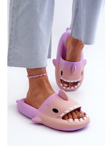 Kesi Women's lightweight foam slippers with a shark motif, purple and pink, Kasila