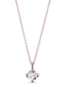 Jemný náhrdelník z ružového zlata s briliantom KLENOTA K0687014